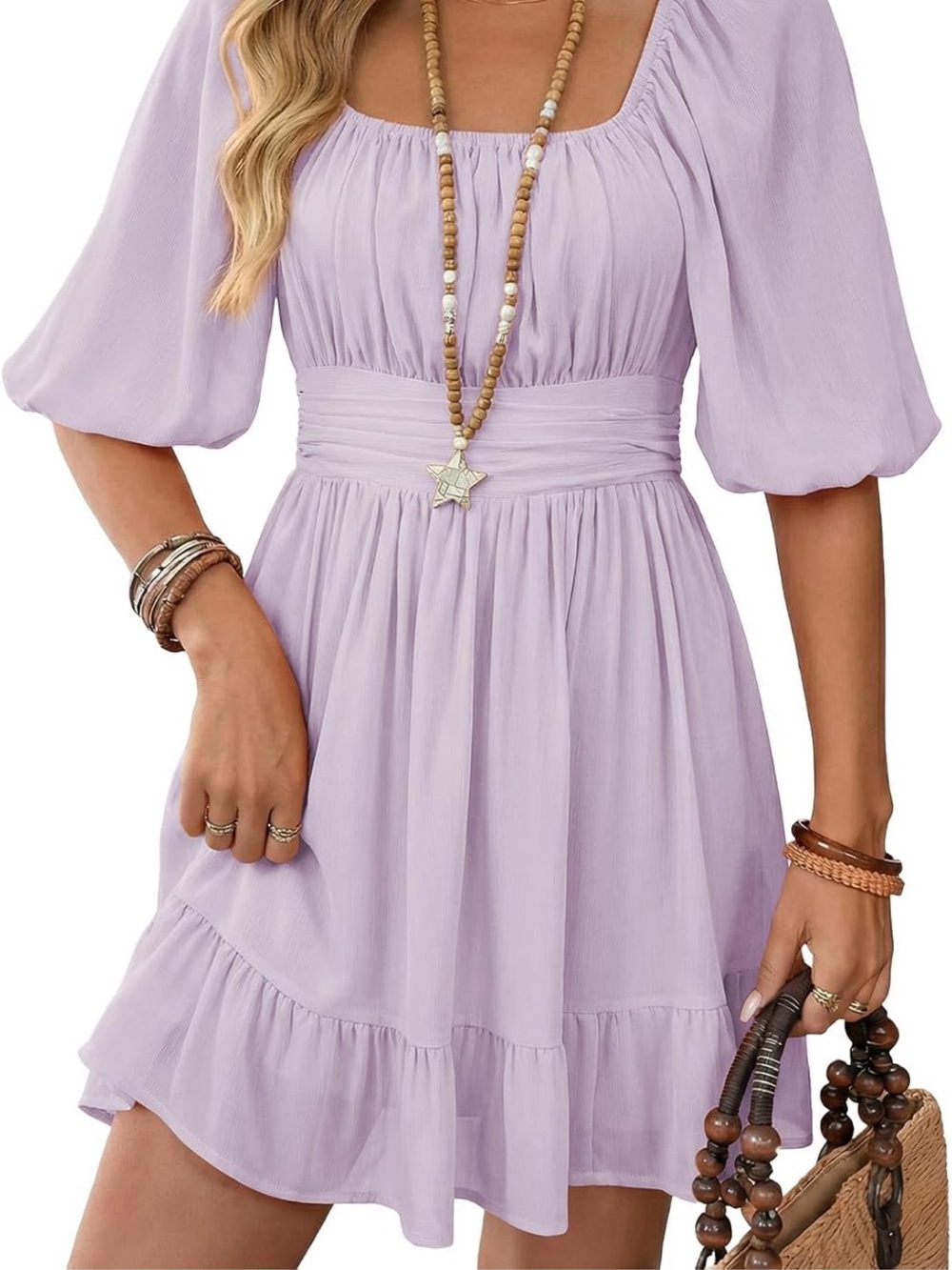 Lilac Ruffle Midi Dress - Picture 5 of 6